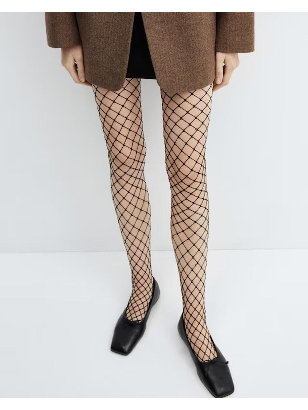 Mango Black Fishnet Tights NWT